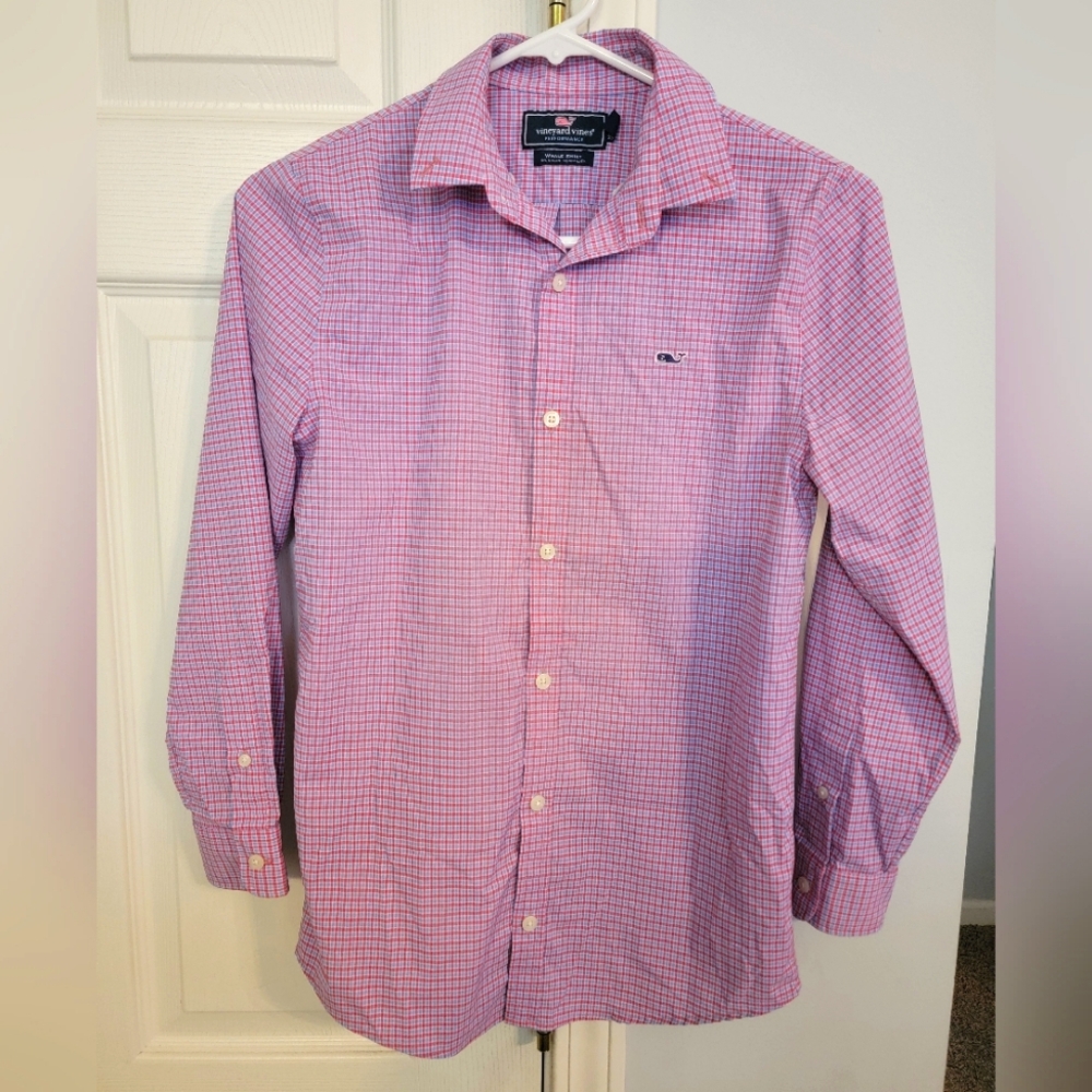 Vineyard Vines Performance Whale Shirt Boys Size Medium 12-14 Button Down Polo